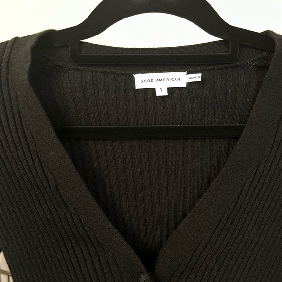 GOOD AMERICAN cozy rib cardigan in black NWOT - Picture 3 of 4
